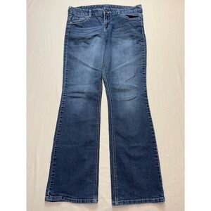 Maurices Womens Straight Leg Jeans Blue Medium Wash Stretch Denim Size 12L 34x31